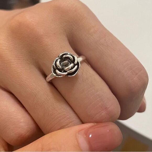 ROSE Gothic Antique Washed Silver Rose Ring Adjustable Detachable Poison - Picture 2 of 12
